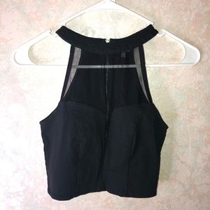 Charlotte Russe black mesh crop top w/ zipper back